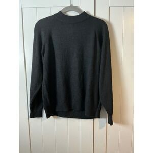 DUVET Women's Mock Neck Quarter Zip Sweater L Black Casual Knit Pullover